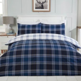 Check Grey Cotton Mix Duvet Set