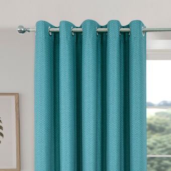 Serene Teal Blackout Ready Made Eyelet Curtains