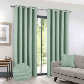 Serene Green Blackout Ready Made Eyelet Curtains