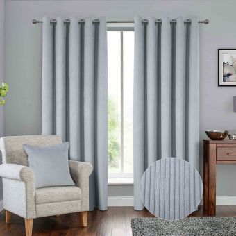 Sheldon Silver Ready Made Eyelet Curtains