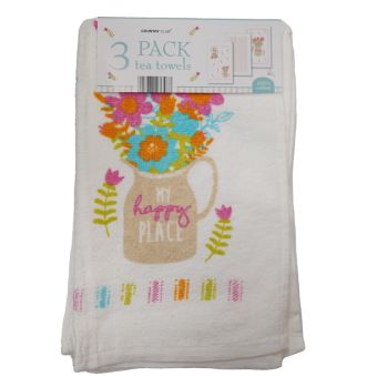 Velour Spring Stripe Tea Towel 3pk