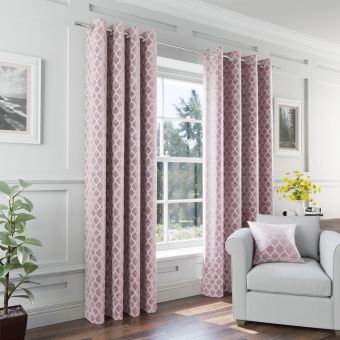 Taj Blush Ready Made Eyelet Curtains