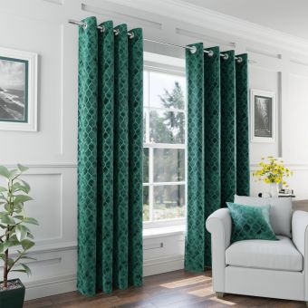 Taj Green Eyelet Curtains
