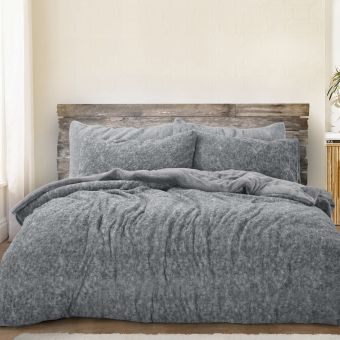 Teddy Marl Charcoal Cosy Fleece Duvet Cover Set
