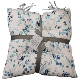 Trailing Flower Blue Seat Pad Pair