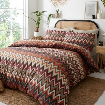 Tyler Terracotta Cotton Mix Duvet Cover Set