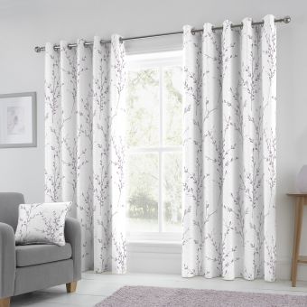 Una Heather Ready Made Eyelet Curtains