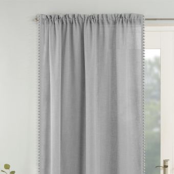 Pom Pom Grey Voile Panel