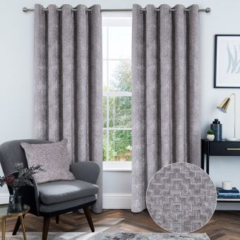Windsor Silver Ready Made Eyelet Curtains