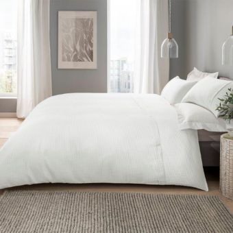 Waffle White 100% Cotton Duvet Set