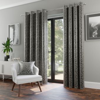 Zambezi Silver Ready Made Eyelet Curtains