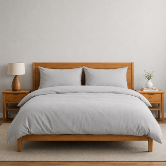 Revitalife Grey Anti-Allergy 100% Cotton Duvet Cover Set