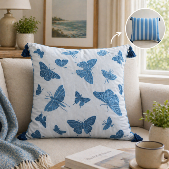 Blue Butterflies Cushion