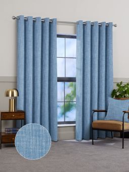Apollo Blue Ready Made Lined Eyelet Curtains