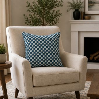 Avignon Eyelet Blue Cushion Cover