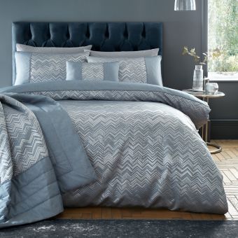 Bayonne Blue Cotton Mix Duvet Cover Set