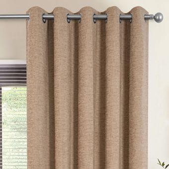 Belgravia Beige Blackout Ready Made Eyelet Curtains