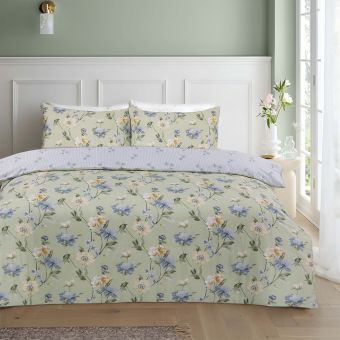 Bloomsbury Green Cotton Rich Duvet Cover Set