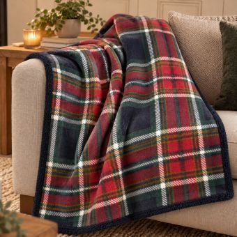 Check Sherpa Navy Throw 130x170cm