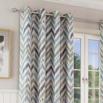Chevron Teal Blackout Ready Made Curtains