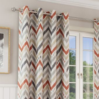 Chevron Rust Blackout Ready Made Curtains