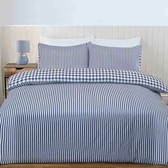 Clifden Navy Cotton Mix Duvet Cover Set