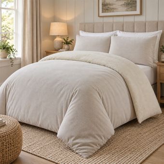 Freddie Natural Ribbed Duvet Cover Set