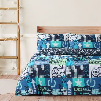 Gaming Blue Cotton Rich Duvet Cover Set