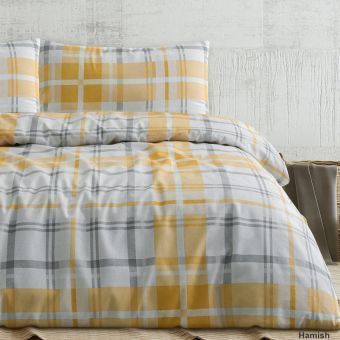 Hamish Ochre Cotton Rich Brushed Duvet Cover Set