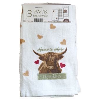 Velour Highland Tea Towel 3pk