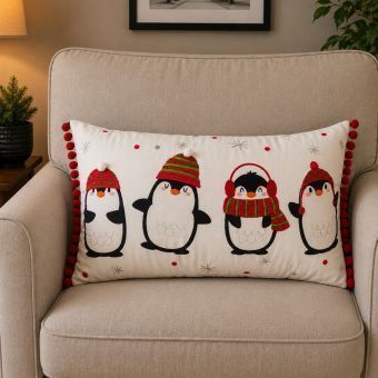Jolly Penguins Boudoir Cushion