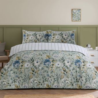 Kew Green Cotton Rich Duvet Cover Set