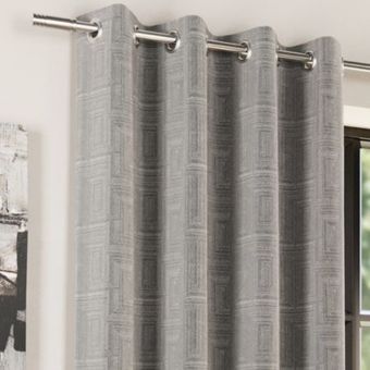 Kyoto Silver Blackout Ready Made Eyelet Curtains