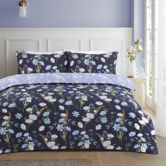 Lulu Navy Cotton Mix Duvet Cover Set