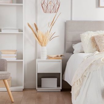 Oslo White Bedside Table