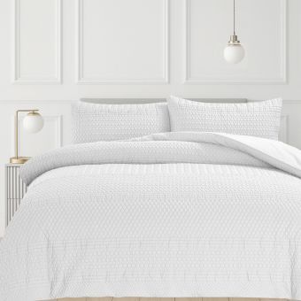 Paloma Quilted White Duvet Cover Set