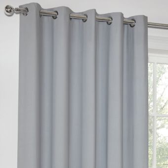 Paros Silver Blackout Ready Made Eyelet Curtains