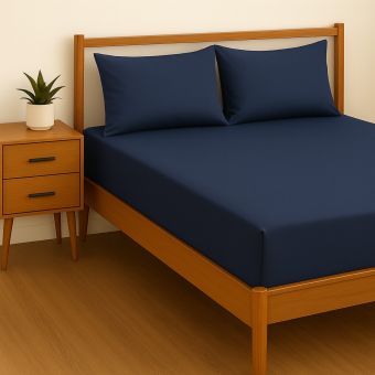 Percale Sheets & Pillowcase Range - Navy