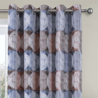 Rondo Terracotta Ready Made Eyelet Curtain