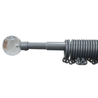 Ball 13/16mm Silver Curtain Extendible Pole 1.2-2.1m
