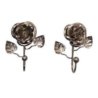 Rose Satin Silver Hook Pair