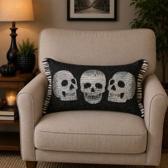 Skulls Black Boudoir Cushion
