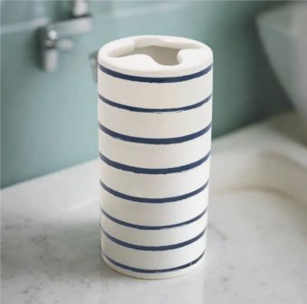 Ceramic Blue Stripe Toothbrush Holder