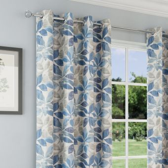 Trail Blue Blackout Ready Made Eyelet Curtains