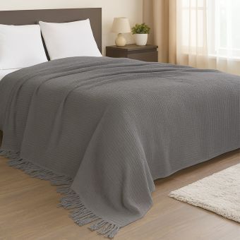 Waffle Grey Throw 220x240cm