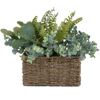 Green Fern in Seagrass Basket