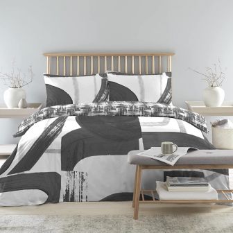 Glyph Charcoal Cotton Mix Duvet Set