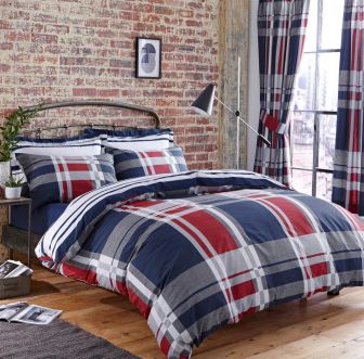 Carson Red & Blue Cotton Mix Duvet Set