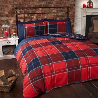 Argyle Red Cotton Mix Duvet Set