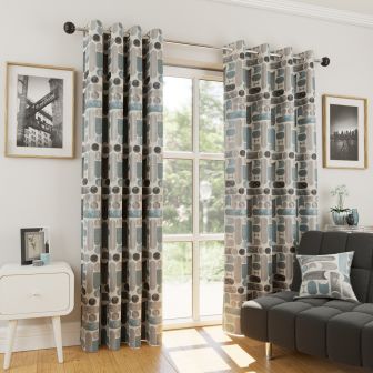 Adelaide Teal Ready Made Eyelet Curtains